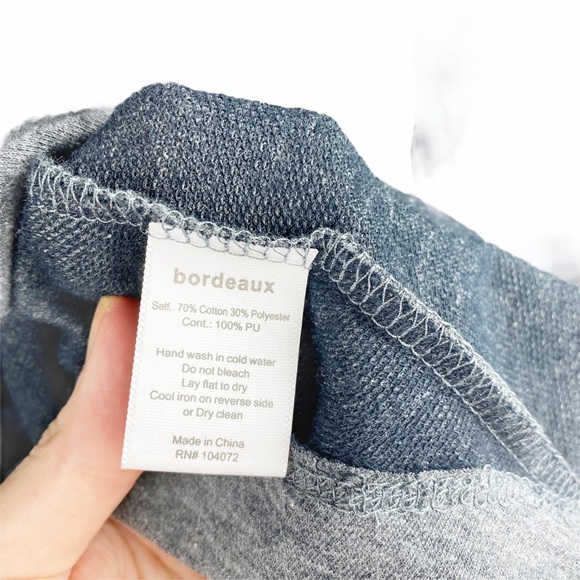 ANTHRO Bordeaux Grey Black Leather Draped Cardigan - Picture 9 of 9